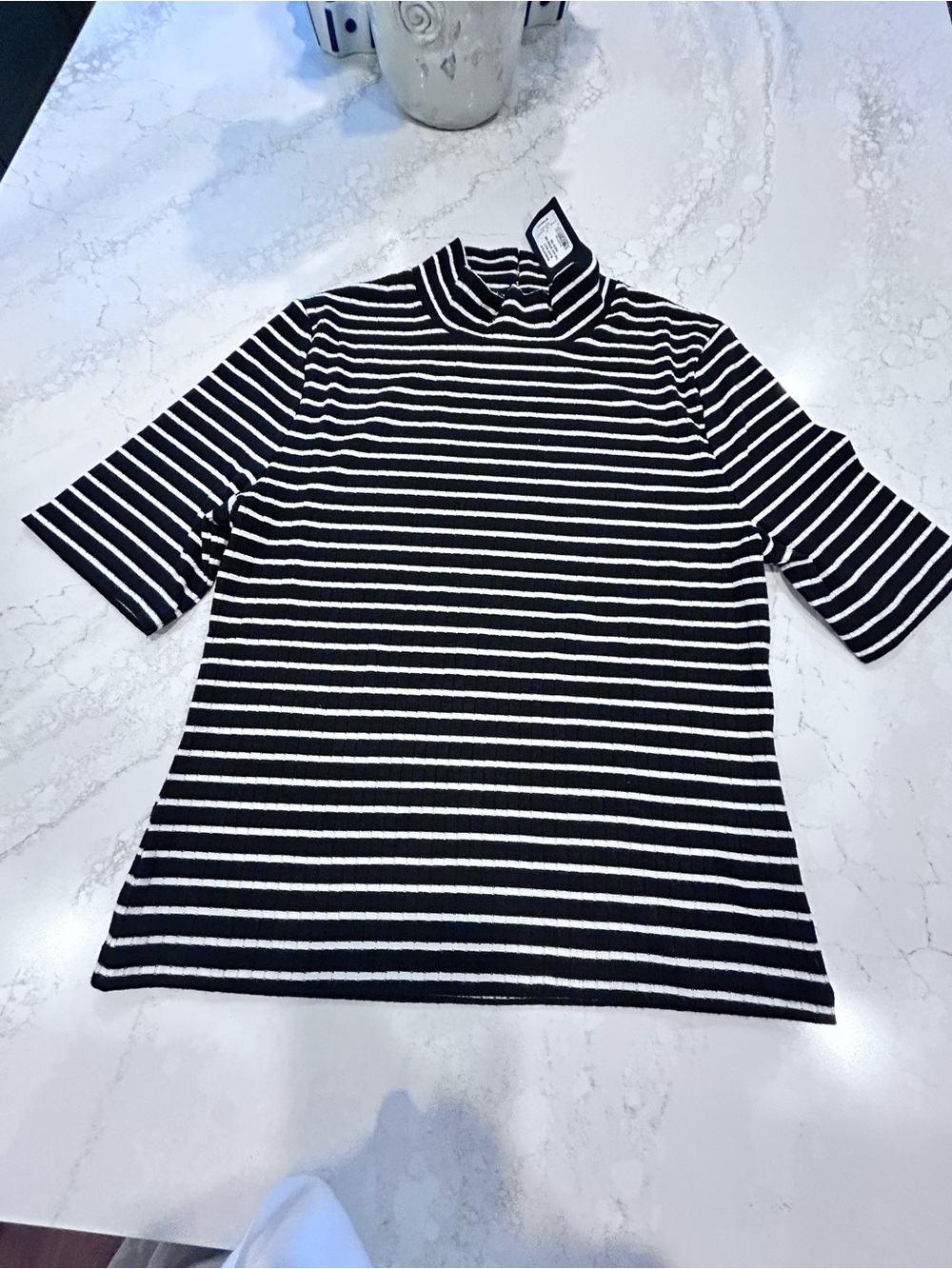 rag & bone Black White Knit Stripe Rib
Turtleneck Tee Size L